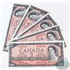 Image 1 : 5 x 1954 $2 Notes with I/U Prefix and Consecutive Serial Numbers. 5pcs