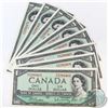 Image 1 : 8 x 1954 $1 Notes with Beattie-Rasminsky Signatures and Consecutive Serial Numbers. 8pcs