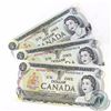 Image 1 : 3 x 1973 Replacement $1 Notes with Lawson-Bouey Signatures, AAX Prefix and Consecutive Serial Number