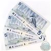 Image 1 : 3 x 1986 $5 Notes with Knight-Dodge Signatures, Changeover Prefix GPW and Consecutive Serial Numbers