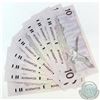 Image 1 : 8 x 1989 $10 Notes with Knight-Thiessen Signatures, Prefix BEH and Consecutive Serial Numbers. 8pcs
