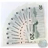 Image 1 : 9 x 1991 $20 Notes with Bonin-Thiessen Signatures and Consecutive Serial Numbers. 9pcs