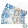 Image 1 : 2 x 2006 Replacement $5 notes, Prefix AOH(9.540M-9.544M) with Consecutive Serial Numbers. 2pcs