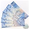 Image 1 : 6 x 2002 Replacement $5 notes, Prefix HNZ(7.400M-7.600M) with Consecutive Serial Numbers. 6pcs