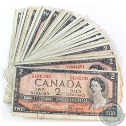 50 x 1954 $2 Notes from the Bank of Canada. 50pcs