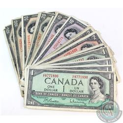 $333.00 Face Value in 1954 Modified Portrait Series Banknotes. There are 17 pieces consisting of 5 x