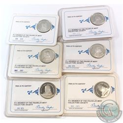 Lot of 6x Vintage Franklin Mint Collectors Society Cards with Silver Coins. You will receive: 1973, 