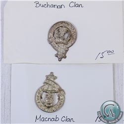 2x Highland Scottish Clan Badges. You will receive the Buchanan Clan and the Mac nab Clan. 2 pcs