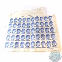 Original Sheet of 50x Dominion of Canada 1945-1955 International Civil Aviation Aviation 5-cent Stam