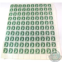 Original Sheet of 100x 1954 Elizabeth II 2-cent Stamps.
