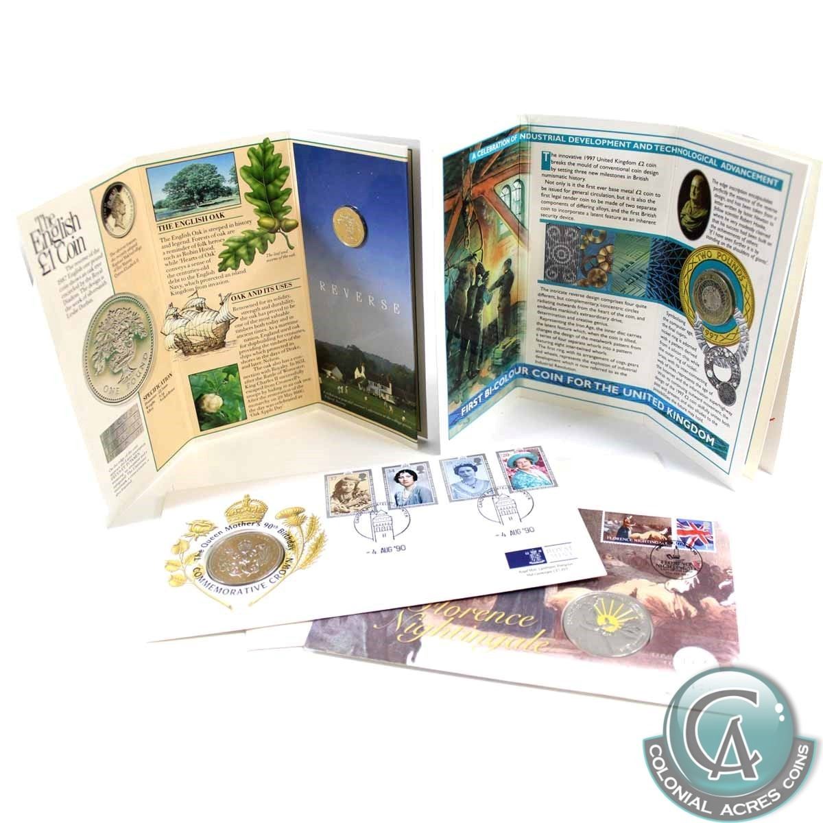 Lot Of 3x United Kingdom And 1x Guernsey Commemorative Coins You Will Receive 1987 One Pound 1997