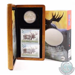 2004 Canada Majestic Moose $5 Coin and Stamp Set (Capsule lightly scratched & outer sleeve lightly w