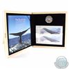 Image 1 : 2010 Canada $10 Blue Whale Sterling Silver Coin and Stamp Set (Outer sleeve is missing & capsule is 