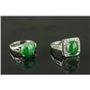 Image 1 : 2 Pc Chinese Silver Rings with Green Set Stone