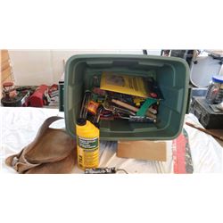 Tool Belt With Painting & Drywall Supplies, With Green Plastic Tub (No Lid)