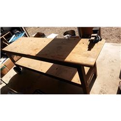 Work Bench 8’x26”, With 2 Vices And Wheels