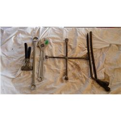Assorted Tire Wrenches, 15” Crescent Wrench, Misc. Tools