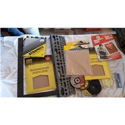 Assorted Sanding Paper, Grinding Wheels & Organizer