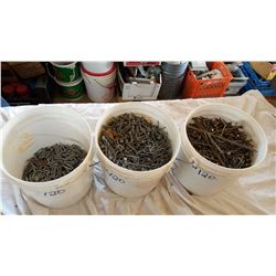 Pails Of Assorted Nails (Shingle, 2 1/2” Coated), 1/4 Pail Of Fencing Staples