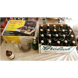 Grolsch Swingtop Bottles (21), Chicken Waterer, Bottles & Aluminum Tool Box