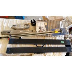 Mastercraft Folding Sawhorses (2), 36” Clamp-On Straight Edge, Mastercraft Taper Jig