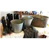 Image 3 : Metal Pails (2) Clothing, Rubber Boots (3), Cable, Copper Boiler