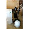 Image 1 : Plastic Planters (7), Spray Bottles, Spade, Wooden Handle Broom, Sifter Tank Stand
