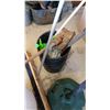 Image 2 : Plastic Planters (7), Spray Bottles, Spade, Wooden Handle Broom, Sifter Tank Stand