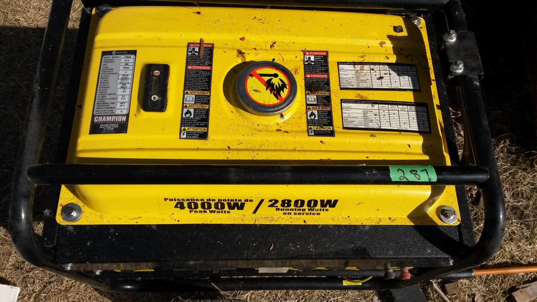 Champion Generator (2800 Running Watts) (4000 Watt Peak)