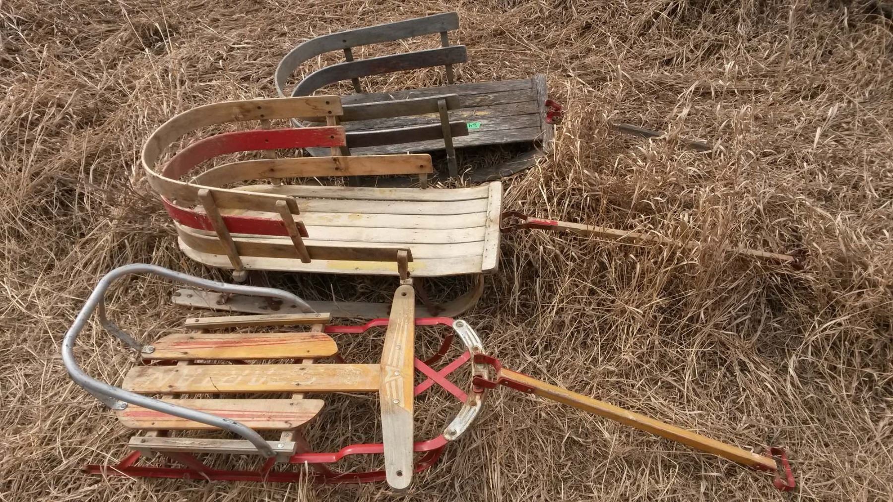 Vintage Wooden Toboggans (For Children) (Spartan) (3) Bodnarus