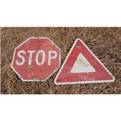 Stop Sign, Yield Sign (Both Metal)