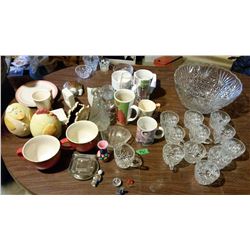 Punch Bowl Set, Assorted Glassware, Figurines