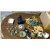 Image 1 : Assorted Salt & Pepper Shakers, Blue Lamp, & Misc.