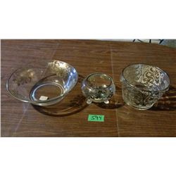Sterling Silver Overlay Set Of Bowls (3)
