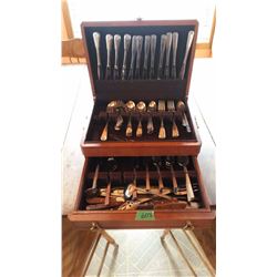 Silverware Set With Wooden Case