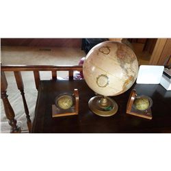 Globe Book Ends (2) & World Globe