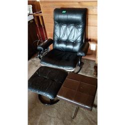 Leather Chair  & Foot Stools (2)
