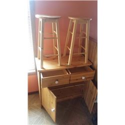 Bar Stools (2), Little Wooden Cabinet