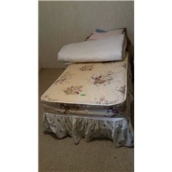Single Bed, 4-Drawer Dresser, Blankets, Organizer With Contents, Hanging Wall Mirror (36”x36”)