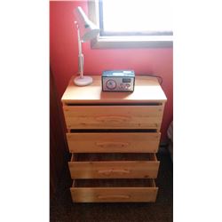4-Door Wooden Dresser With Alarm Clock & Desk Lamp