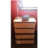 Image 1 : 4-Door Wooden Dresser With Alarm Clock & Desk Lamp