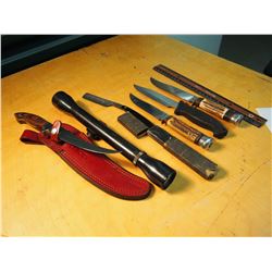 Lot Of Knives, Scope, & Straight Razor (Premiere, Blue Steel, Lakota Fishhawk, Solingen, Weaver K4)