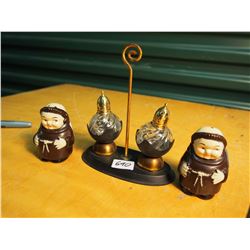 Pair Of Friar Salt & Pepper Shakers, Candle-Shaped Salt & Pepper Shakers