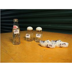 Salt And Pepper Shoes (2), Salt & Pepper Shakers, (2), Empty Small Pepsi Bottle