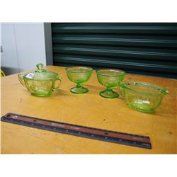Lot Of Green Depression Glass Pieces