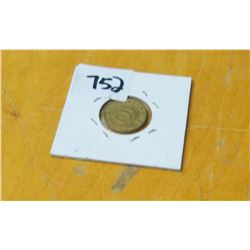 German WWII Coin, Swastika, Reichspfennig, 5