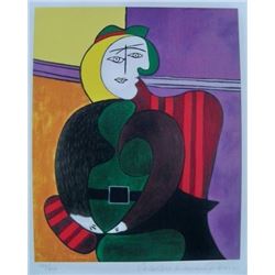 Pablo Picasso WOMAN IN RED ARMCHAIR Estate Signed Limited Edition Giclee 9"x12" W/COA