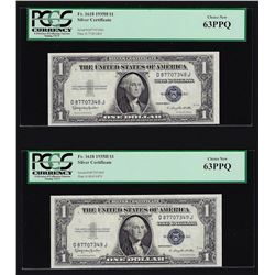 (2) Sequential 1935H $1 Silver Certificate Notes PCGS Choice New 63PPQ