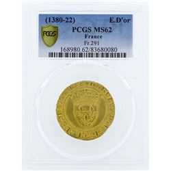 Charles VI (1380-1422) France Ecu d'or a la couronne Gold Coin PCGS MS62