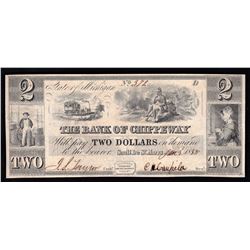 1838 $2 The Bank of Chippeway Obsolete Bank Note